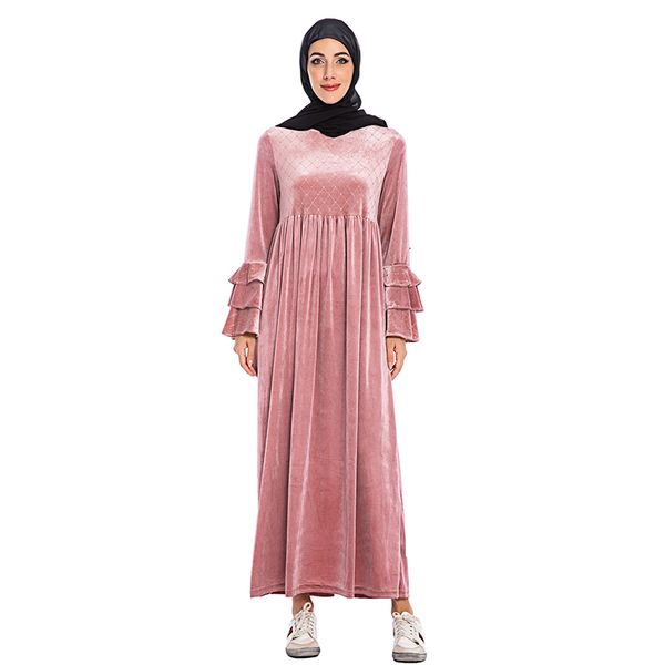

winter velvet abaya dubai turkish dresses hijab muslim dress islamic clothing abayas for women caftan kaftan robe islam musulman, Red