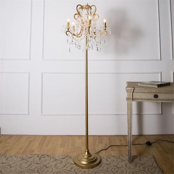 

american luxury crystal floor lamps bedroom living room table standing lights retro white study french candle fixtures