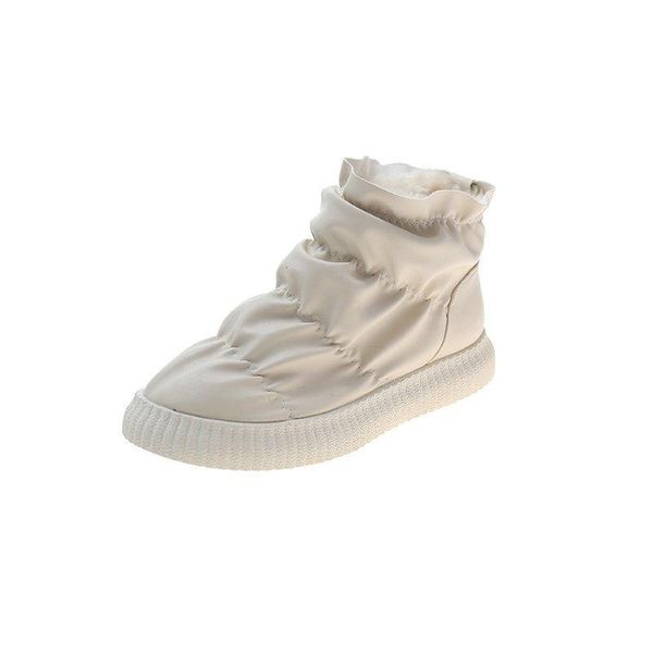 

boots winter woman slip on female plush velvet fur warm shoes ankle snowboots lady short snow, Black