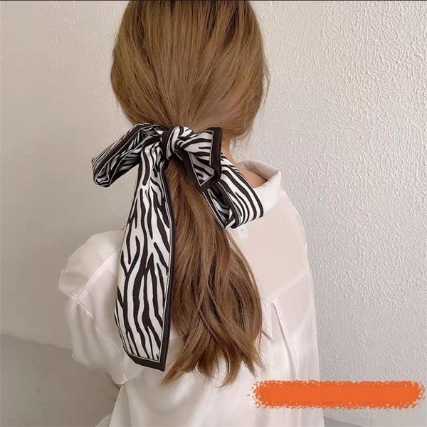 

ms4x french headscarfelegant cravat silk scarf advanced ties headband headband, Black;gray