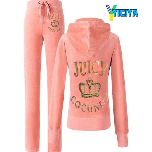

women's two piece pants yiciya velvet sports leisure suit autumn large size show thin gold crown fashion korean set ,tracksuit women, White