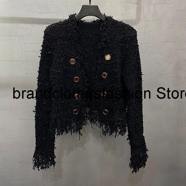 

women's jackets white black tassel knit open-stitch cardigan women buttons long sleeve short fringed jacket lady 2021 autumn wi, Black;brown