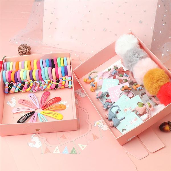 

pcs/set children hair accessories set elastic bands cute colorful clip for kids baby girls headband barrettes gifts, Slivery;white