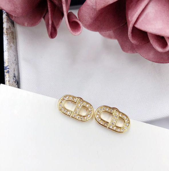

design family earrings classic letter feminine temperament versatile net red same earrings, Golden