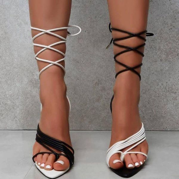 

women sandals black cross-tied high-heeled europe party women's