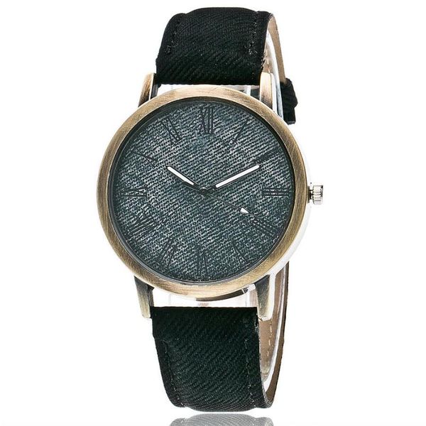

wristwatches 2021 women denim pu retro copper-like buckle stainless steel glass simple fashion casual ladies digital quartz watch, Slivery;brown