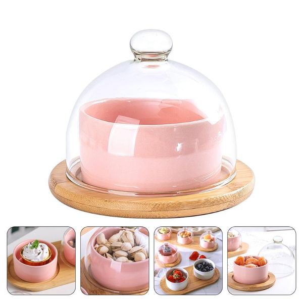 

bowls 1 set of ceramic breakfast bowl with glass lid steamed egg salad