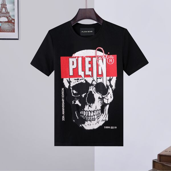 

plein bear t shirt mens designer tshirts rhinestone skull men t-shirts classical hip hop streetwear tshirt casual tees pb 16171, White;black