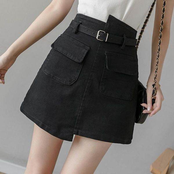 

skirts black denim skirt women's summer high waist irregular