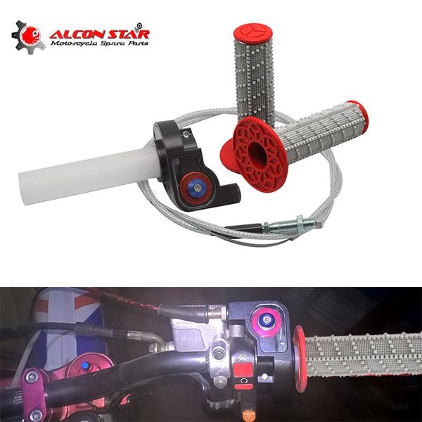 

handlebars alconstar pit dirt bike quick action throttle grip twist cable hand for 110cc 125cc pitbike