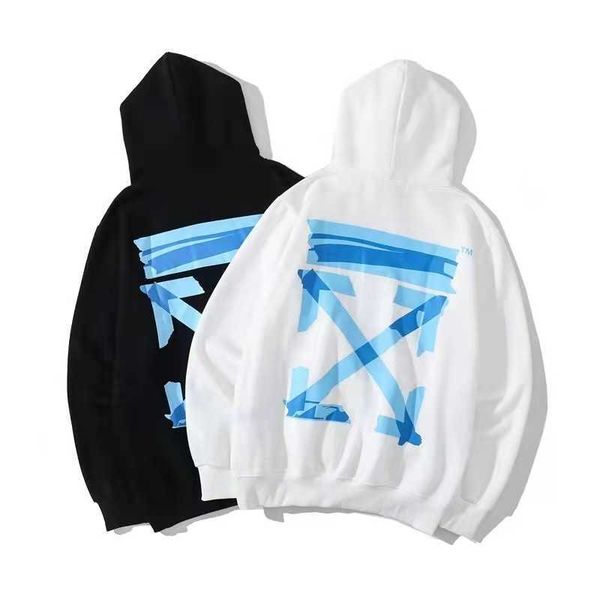

2021 print men's and women's winter hoodie with arrow pattern, White