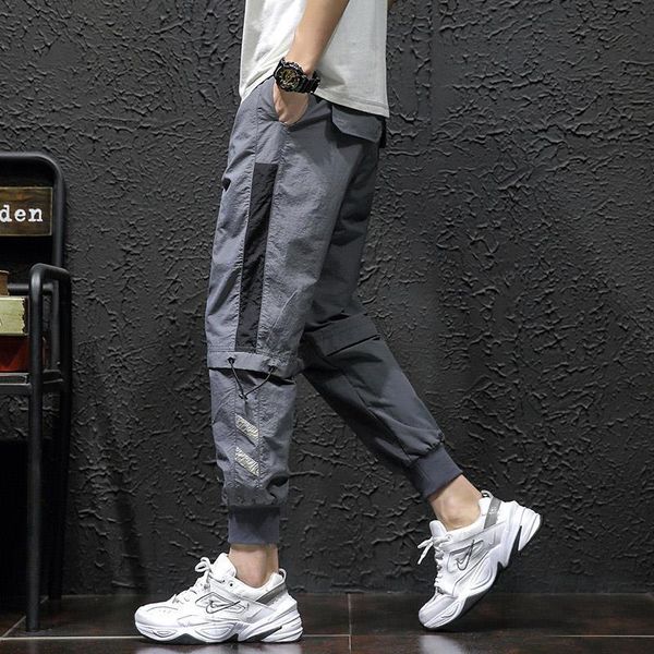 

men's pants summer casual loose overalls oversized sports jogging street style thin trousers, Black