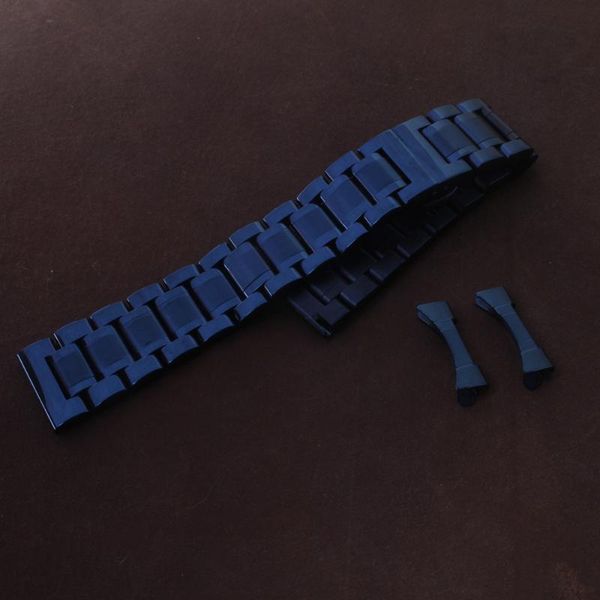 

watch bands dark blue stainless steel watchbands strap bracelet 19mm 20mm 21mm 22mm with curved ends accessories for brand mens wrist, Black;brown