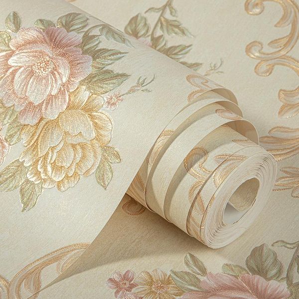 

wallpapers 5 meters long european 3d embossed wallpaper luxury peacock green non-woven wall paper living room home background