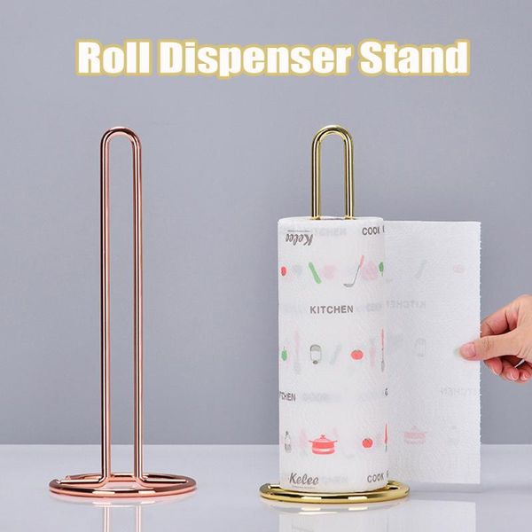 

stainless steel kitchen roll paper towel holder bathroom tissue stand rose gold napkins rack home storage accessory #40 boxes