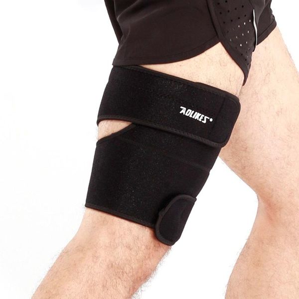 

elbow & knee pads 1pc thigh guard elastic adjustable compression protector upper leg sleeve cover wrap outdoor fitness running sports, Black;gray