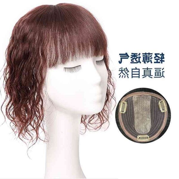 

women's simulation curly sewing patch covering white hair, Black