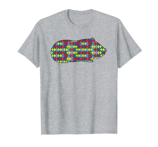 

guinea pig autism awareness kids cavy puzzle day mom gift t-shirt, White;black