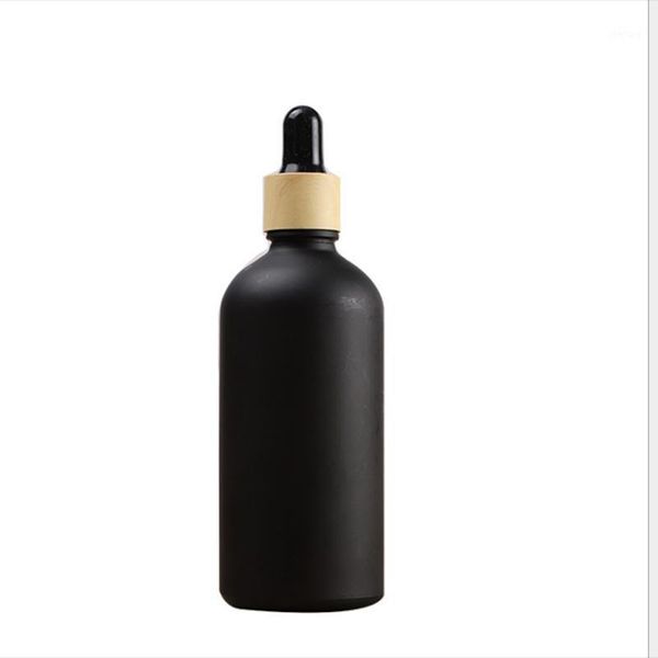 

storage bottles & jars 100pcs/lot essential oil bottle 5ml 10ml 15ml 20ml 30ml 50ml black frosted bamboo ring original liquid dropper glass