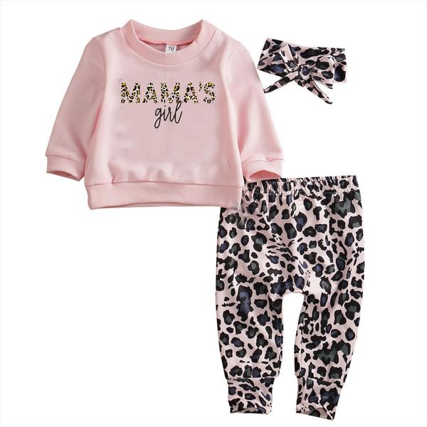 

us newborn infant baby girl clothes t shirt leopard pants headband outfits, White