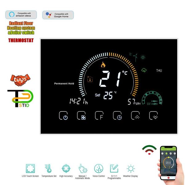 

smart home control remote mobile phone wifi tuya thermostat temperature controller for infrared wire, warm floor,boiler,water v