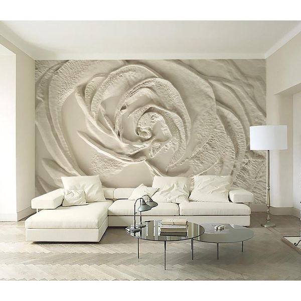 

wallpapers 3d embossed wall papers beige rose flower po wallpaper mural home decor carta da parati self adhesive / silk