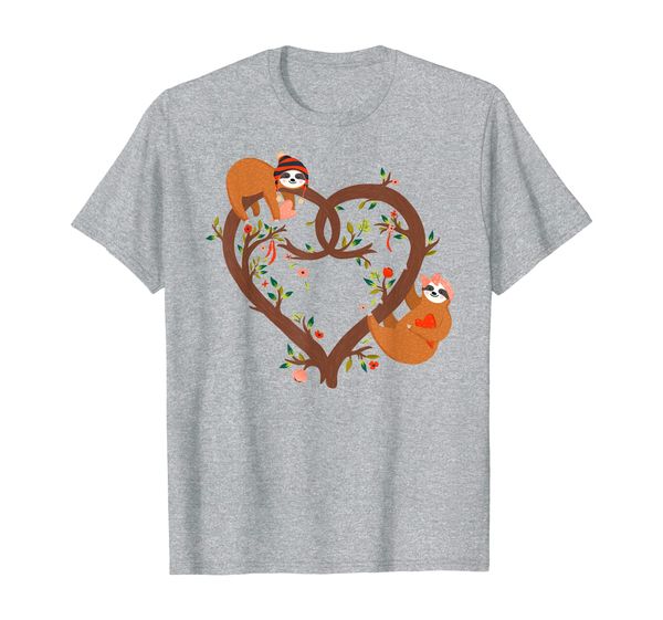 

funny sloths on the heart shaped tree. cute sloth t-shirt, White;black