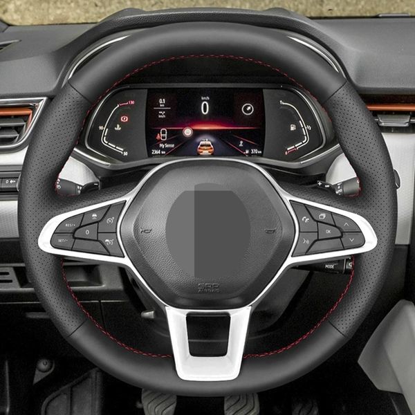 Steering Wheel car Capa cosido à mão Soft Black Couro de Renault Clio 5 (V) 2019-2020 Captur 2 2020 Zoe 2020