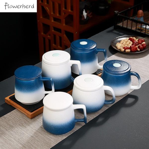 

mugs ceramic tea mug with lid coffee yerba mate cup teaware set filter separation teacup gradient water