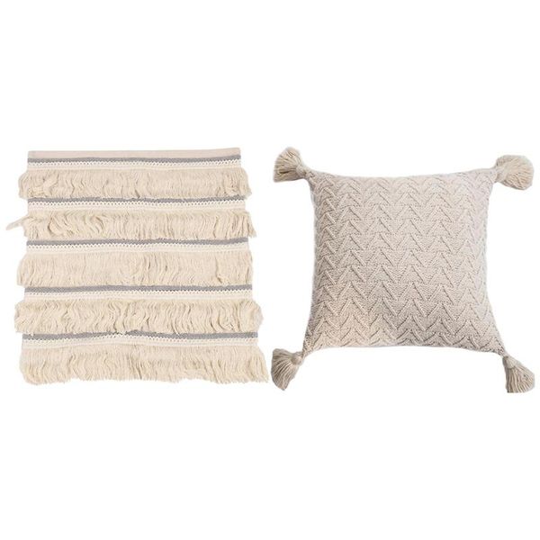 

pillow case 2 pcs cushion home decoration square, white & creamy-white