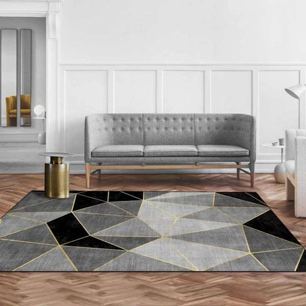 

fashion modern triangle geometry black and white gray block stitching living room bedroom bedside carpet floor mat customization carpets