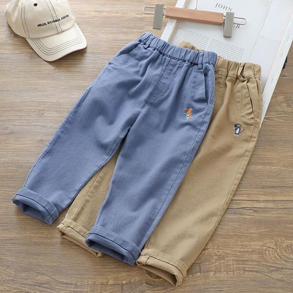 

trousers boys girls solid pants 2021 spring autumn elasticity fashion infant mid cartoon animal paly clothes fille bottoms, Blue