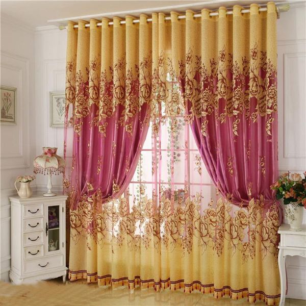 

curtain & drapes full shading jacquard double window fabric side blackout curtains for living room bedroom rideaux occultant