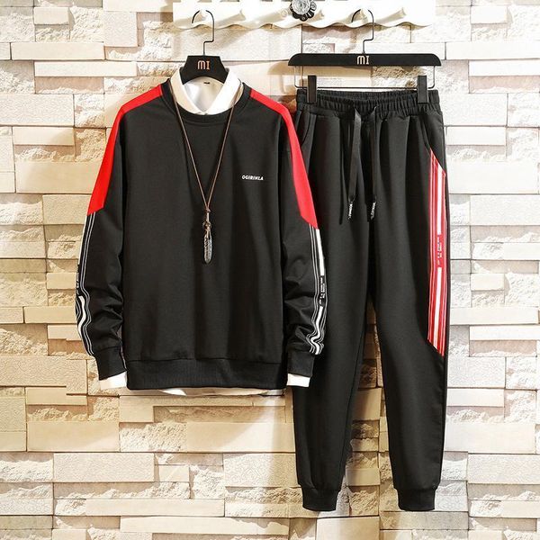 

spring hooded loose sweater sportswear sports pants men's two-piece casual suit male quality materials 1, Gray