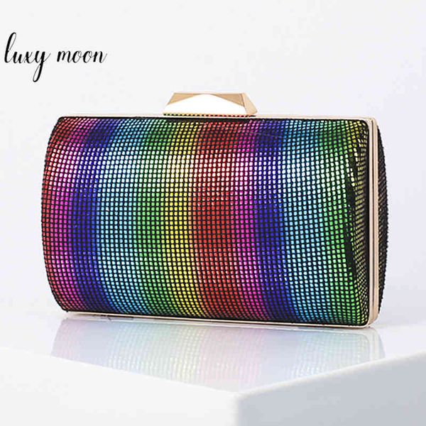 

fashion sequin clutch purse rainbow color women's evening bag elegant handbag party purse shoulder bag