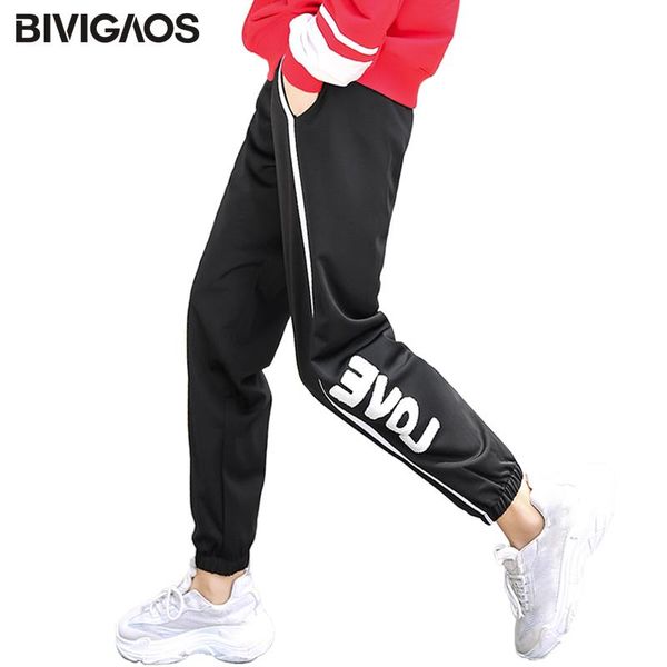 

women's pants & capris bivigaos 2021 autumn winter casual towel embroidery love letters sweatpants plus size loose hip hop, Black;white