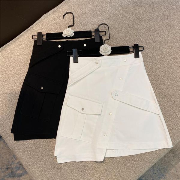 

skirts 2021 summer handsome tooling irregularly thin high waist solid color skirt women 0411, Black