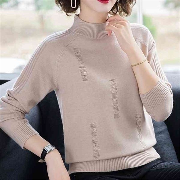 

peonfly turtleneck sweater autumn winter knitted pullover sweaters casual loose long sleeve solid color female jumper 210914, White;black