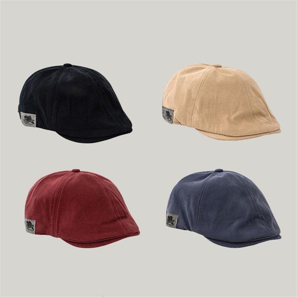 

berets 2021 vintage patchwork beret men women japanese fashion streetwear solid color sboy hat british western style ivy cap, Blue;gray