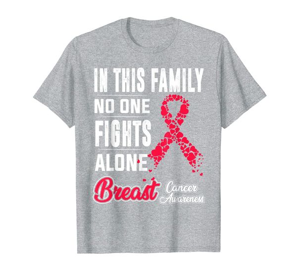 

breast cancer awareness in this family no one fight alone t-shirt, White;black