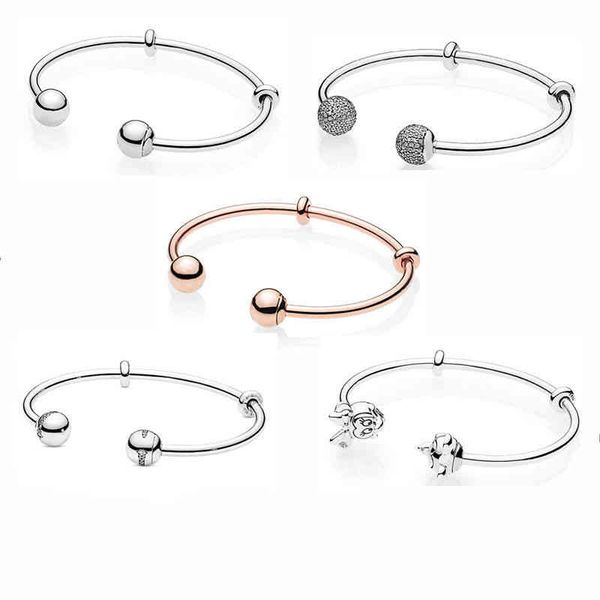 

new style ladies jewelry popular fixed bead open bracelet suitable for original pandora 925 sterling silver beaded diy desi, Black