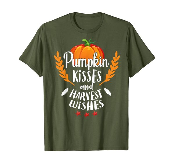 

pumpkin kisses and harvest wishes thanksgiving gifts tshirt, White;black