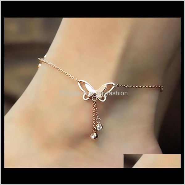 

jewelrytassel casual beach vacation anklets bracelets jewelry ankle chain butterfly single rose gold 1803 drop delivery 2021 whmvk, Red;blue