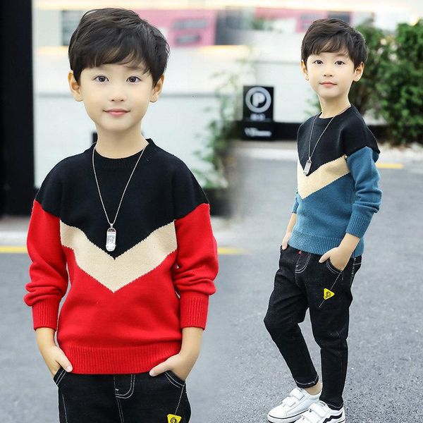 

cardigan kids boys sweaters children pullover 2021 autumn winter teenager boy knitted patchwork sweater 3 4 5 7 9 11 13, Blue