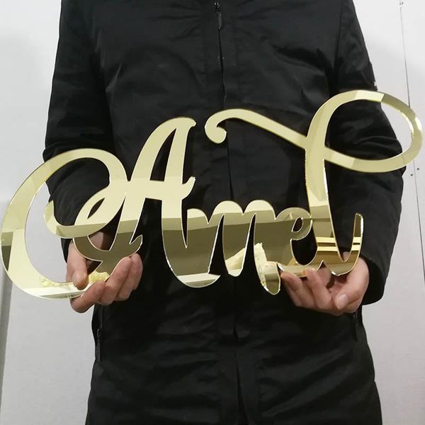 

party decoration custom mirror rose gold baby name sign nursery wall personalized black rustic wedding baptism