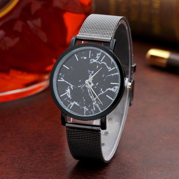 

wristwatches fashion women watch ladies simple marble pattern wristwatch clocks alloy mesh band quartz watches relogio feminino relojes muje, Slivery;brown