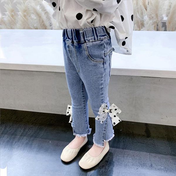 

jeans toddler kids big bow girl spring autumn girls casual style baby clothes, Blue