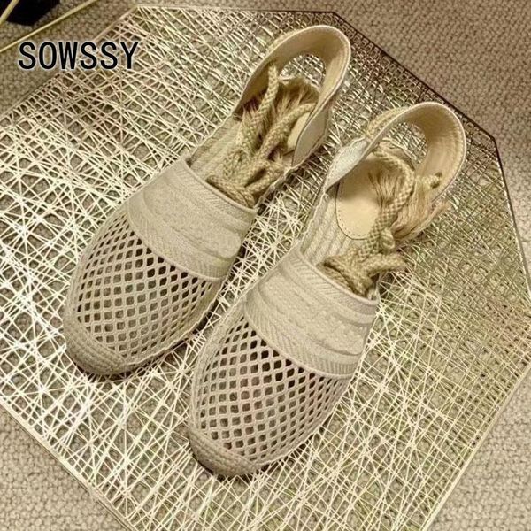

sandals spring summer women's mesh design comfortable breathable ankle strap flat fisherman shoes fashion weave casual, Black