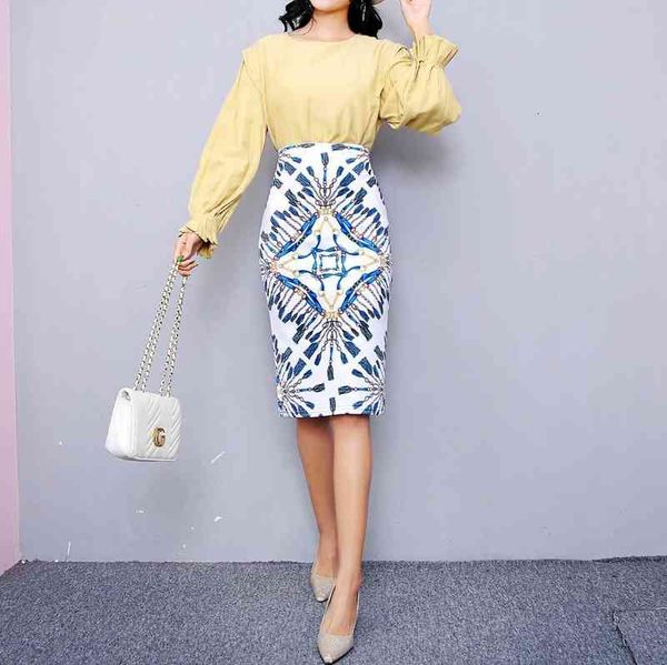 

skirts half fashion slim digital printing hip wrap one-step skirt, Black