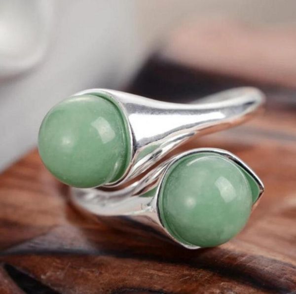 

cluster rings fashion jewelry wholesale luxury girls ring natural green gem click red black jade 6 7 8 9# for w, Golden;silver